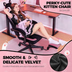GTPLAYER Pink Gaming Chair Cute with Cat Ears Ergonomic Computer Chair with Cat Embroidery Adjustable Memory Foam Lumbar Support and Headrest Comfortable Reclining Office Chair Soft Velvet Fabric