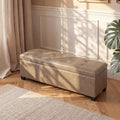 Asense Storage Ottoman Bench,42 inch Wide Upholstered Faux Leather Rectangular Ottoman with Legs,Safety Hinge Storage Bench for Living Room,Bedroom,Entryway