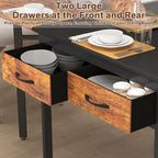 Folding Dining Table,Dining Room Table with Drawers,Industrial Extendable Table for 6-8 People,for Dining Room,Living Room,Restaurant,Saving Space