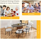 NEWBULIG Dining Chairs Set of 4, Mid Century Modern Dining Room Kitchen Side Chair with Fabric Upholstered Seat, Curved Backrest and Black Metal Legs, Grey
