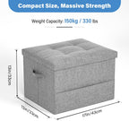Dayacoco Storage Ottoman Foot Rest Stool, Holds Up to 350lbs, 43L, Foldable | Small Ottoman with Storage, Foot Rest Stool with Thicker Foam Padded Seat, 17x13x13in, Drak Gray