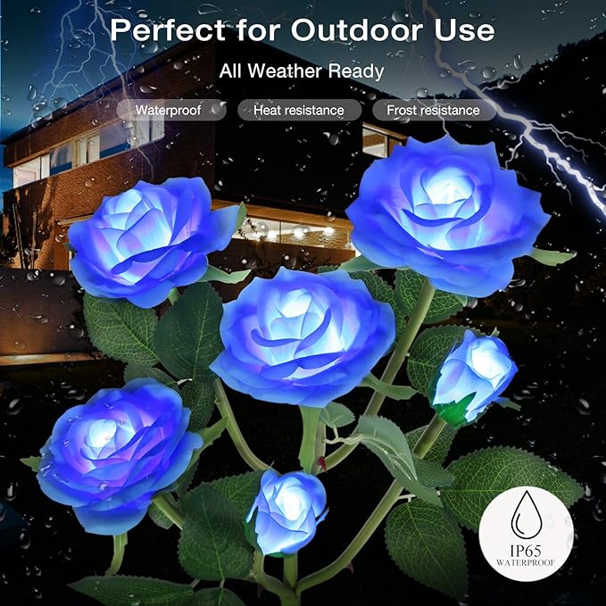 TYNLED Outdoor Solar Garden Stake Lights,Upgraded LED Solar Powered Light with 6 Rose Flowers, Waterproof Solar Decorative Lights for Patio Pathway Courtyard Garden Lawn