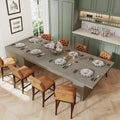 MOUMON 118 inch Kitchen Dining Table for 8-10, Wood Rectangular Kitchen Table, Large Long Dining Table with Wooden Frame, No Chairs, for Dining Room Grey (118.1”W x 47.2”D x 29.5”H)