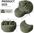 DAMAIFROM 50.5" W x 67" D Oversized Chaise Lounge Chair with Ottoman,Green | 38D Sponge,Round Reading Chair Luxury Plush Cloud Circle Sleeper for Living Room Bedroom, 5 Pillows,Corduroy