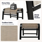 Outdoor Ottoman Patio Footstool 2 Set Modern Breathable Metal Frame Foot Rest Brown