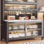 JKGHK Kitchen Pantry Storage Cabinet, Kitchens Baker's Rack with Acrylic Cabinet Door, Buffet Cabinets On Wheels with Pegboard, for Garage Pantry Home Spices(White,47x69in)