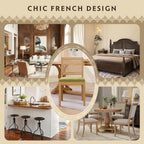 SoarFlash Kitchen French Dining Chairs Set of 4, Vintage Dining Chairs with Rattan Backrest, Wooden Framehouse Chairs for Living Room, Restaurant, Green