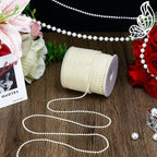 99 Feet 3mm Faux Ivory Pearl Strings Garland for Crafts, Artificial Small Pearl Beaded Trim Chain Strands for Wedding Centerpieces Party Decoration Christmas Tree Garland, Ivory