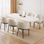86" Oval Dining Table with 6 Chairs, Modern Kitchen Table Set, Luxury Rectangular Dinner Table, Dining Table for Kitchen, Living Room, Breakfast Nook