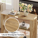 Tribesigns Narrow Side Table, 3-Tier End Table for Living Room, Small Fluted Nightstand with Storage Shelves, Farmhouse Bedside Table for Bedroom, Small Spaces, Sofa Couch, Natural