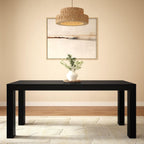 Plank+Beam 72" Modern Rectangular Dining Table, Solid Pine Wood Kitchen & Dining Room Table for 6, Black Finish