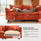 ELUCHANG 114" Oversized Modular Sectional Sofa, Comfy Chenille Cloud Couch, 7-Seater V Shaped Modern Deep Seat Sofa w/Removable Covers for Living Room, Bedroom, DIY Combination - Terracotta