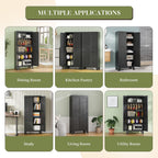 RAVIGIN Metal Storage Cabinet,61" H Pantry Cabinet with 2 Doors and 4 Adjustable Shelves,5 Tier Tall Kitchen Storage Cabinets for Kitchen,Pantry,Living/Study/Laundry Room(Black)