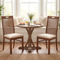 CIMOTA Walnut Wood Dining Chairs Set of 2, Farmhouse Wooden Kitchen Chairs with Spindle Slat High Back/Upholstered Seat Traditional Windsor Side Chairs for Dining Room/Living Room/Restaurant