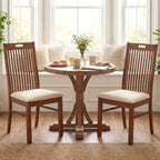 CIMOTA Walnut Wood Dining Chairs Set of 2, Farmhouse Wooden Kitchen Chairs with Spindle Slat High Back/Upholstered Seat Traditional Windsor Side Chairs for Dining Room/Living Room/Restaurant