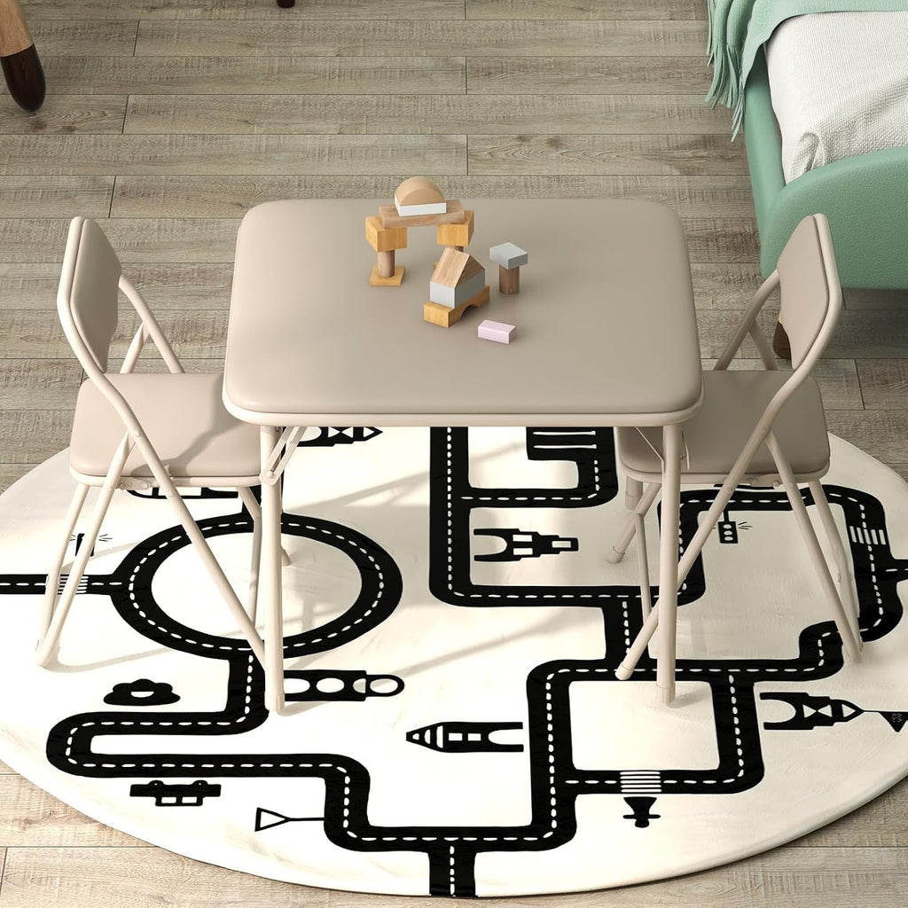 IDEALHOUSE Kids Folding Table and Chair Set | Foldable Table Set, Sturdy Steel Frame for Drawing, Crafts, Snacks and Homework