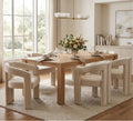 Hyfirm Upholstered Linen Barrel Dining Chairs Set of 6, Modern Accent Kitchen Chairs with Arms Comfy Side Chairs with Arms for Dining Room Bedroom Vanity Reception, Beige