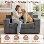 JUIKURY Floor Mini Couch 53 Inch, 3-in-1 Gray Couches Covertible Sofa Bed with 4 Pillows, Small Couches for Living Room, Bedroom, Small Space