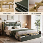 LIKIMIO King Size Bed Frame with 2 Drawers and Charging Station