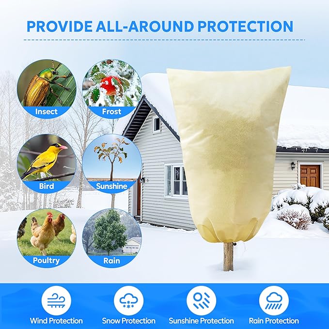 MIXC 2-Pack Plant Cover Tree Blanket Jacket Freeze Frost Protection Cloth for Potted Plants Fruit Trees (70.9‘’W×82.7‘’H)