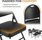 IDEALHOUSE 5 Piece Protable Folding Card Table and Chairs Set, Black | Foldable PU Upholstered Table and Chairs Set of 5, Metal Frame, for Dining Room, Living Room, Office, Camping