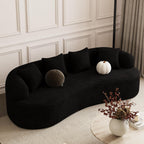 107" Curved Sofa for Living Room, Modern Chenille Cloud Couch Sofa, Luxury Plush Extra Deep 4-Seater Oversized Boucle Couch for Small Spaces, Apartment‌, No Assembly Required, Black