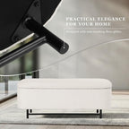 HomePop Ellipse Modern Storage Bench with Metal Legs |Homepop Home Décor|Bench with Storage for Living Room & Bedroom - Cream Boucle