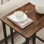 VASAGLE C Shape End Table for Couch or Sofa, Industrial Small Side Table | TV Tray With Wheel, Coffee Table in Living Room, Bedroom, 19.7 x 13.8 x 23.6 Inches, Dark Walnut and Black ULNT50Z