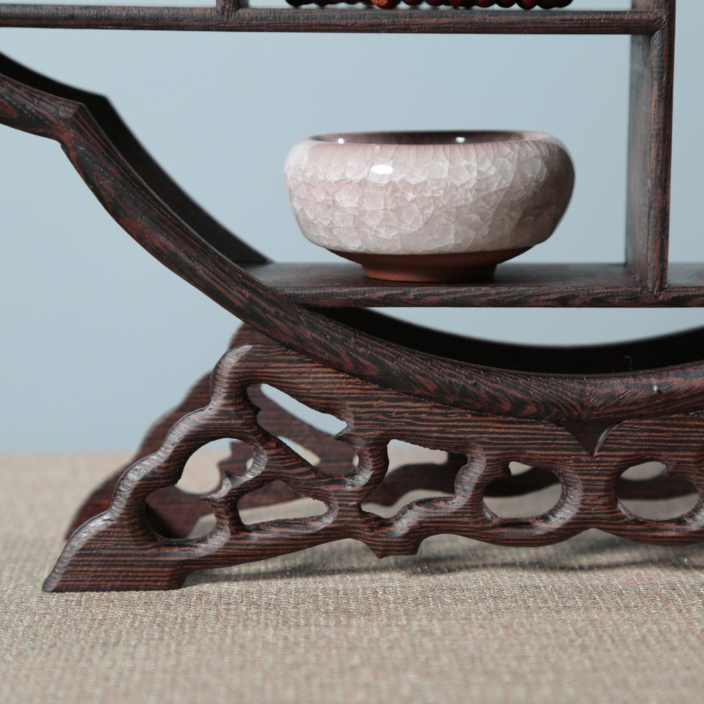 NWFashion Chinese Wooden Rosewood Display Stand Decoration 11" Curio Cabinets Shelf (Begonia)
