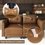 LLappuil 11-Piece Modular Sectional Sofa with Storage, Convertible Faux Leather Couch with Ottoman, Waterproof Skin-Friendly U/V Shaped Corner Oversized Sofas for Living Room, Brown