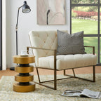 Glitzhome Gold Floating Disks Side Table & Accent Stool - 18" H Modern Antique End Table, Durable MGO Fiberglass Desk for Living Room, Holds 220 lbs, Multi-Functional & Easy to Clean