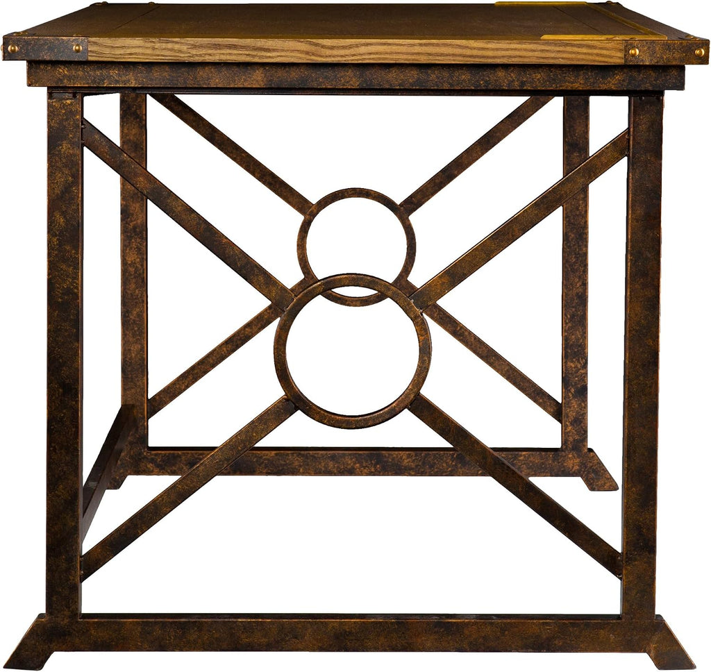 SEI FURNITURE Knightley Tilt Top Drafting Table - 51.5 inch Wide - Oak Wood Finish w/ Antique Brass, Brown