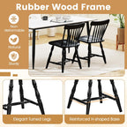 Giantex Black Windsor Dining Chairs Set of 4, Farmhouse Rubber Wood Kitchen Chairs with Turned Legs, Curved Spindle Back & Contoured Sat, Wooden Dining Room Chair for Living Room Restaurant
