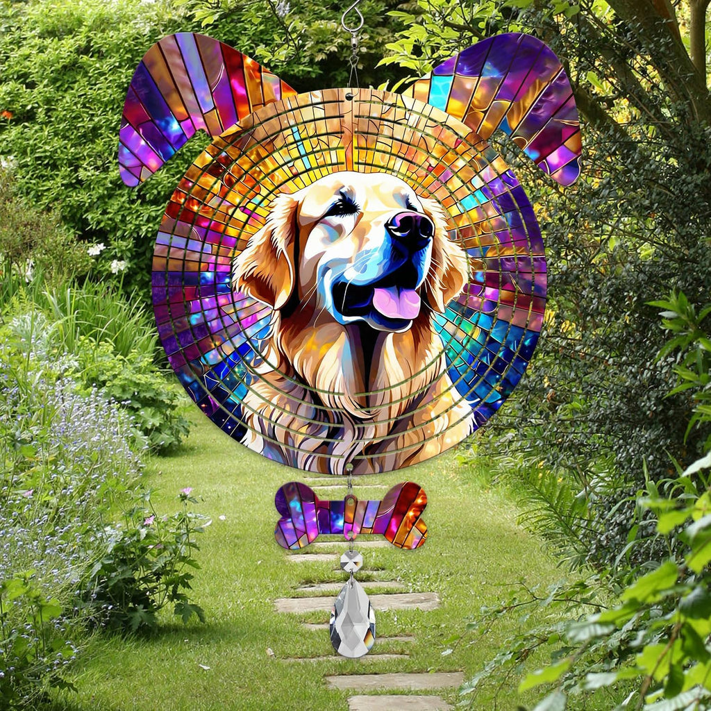 Golden Retriever Dog Ears Wind Spinner, Golden Retriever Wind Spinner Hanging for Yard and Garden