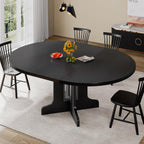 Feonase 43.3-59" Round Extendable Dining Room Table for 4-6, Modern Oval Kitchen Table with Heavy Duty Base, Dining Table for Kitchen Living Room, Easy Assembly, Noise-Free, Matte Black