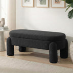Upholstered Storage Ottoman Bench,45.1" Modern Bench,Large Sherpa Ottoman with Storage and Seating,End of Bed Bench,for Entryway, Hallway, Living Room,Bedroom (Black)