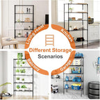 Sweetcrispy 5-Shelf Storage Shelving Unit, Adjustable Metal Wire Racks Heavy Duty Standing Shelf Organizer for Kitchen, Closet, Pantry, Garage, Bathroom, Laundry (13.8" D x 35.4" W x 69.3" H)