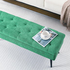 Storage Ottoman Long Upholstered Entryway Bench, 43.5" Fabric Green | Large Flip-Top Entry Shoe Bench Dining Seat for Living Room Bedroom End of Bed Couch, Support 660lbs, Faux Leather