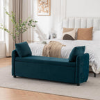 Storage Bench for Bedroom, 60" End of Bed Bench for King Size Bed,Tufted Bench Modern Upholstered Long Ottoman Bench with Arm (Teal, Velvet-60 Wide)