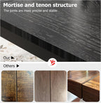 Garvee 79 in Dining Table for 6, Farmhouse Wooden Kitchen Tables for Family, Rectangular Industrial Style Dining Room Table with Sturdy Metal Frame, Long Desk for Restaurant, Kitchen, Office,Black