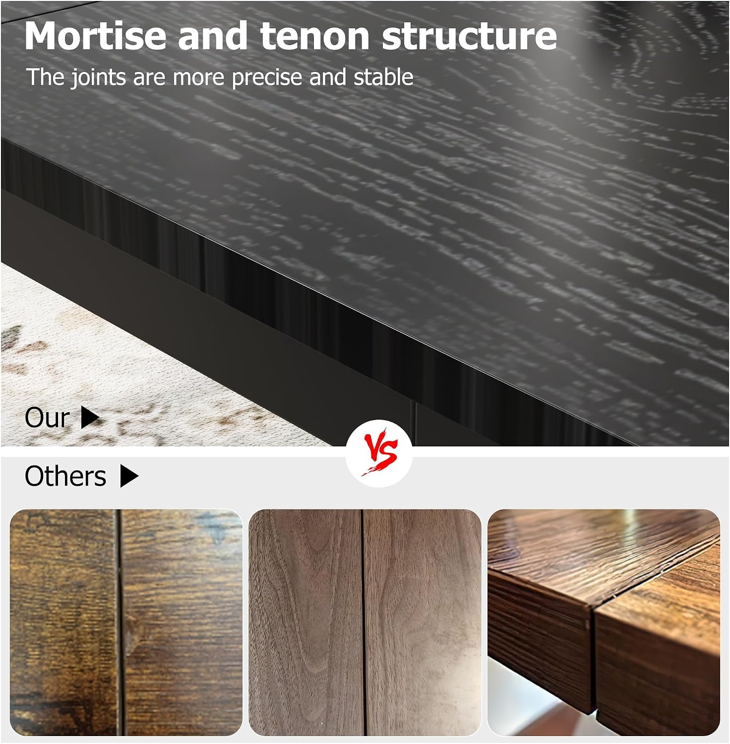 Garvee 79 in Dining Table for 6, Farmhouse Wooden Kitchen Tables for Family, Rectangular Industrial Style Dining Room Table with Sturdy Metal Frame, Long Desk for Restaurant, Kitchen, Office,Black