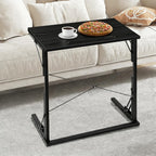 24 inch Foldable TV Tray Table, Foldable Portable C-Shaped Sofa end Table, Oversized Sofa Side Laptop Desk, Suitable for Living Room and Bedroom (1, Black)
