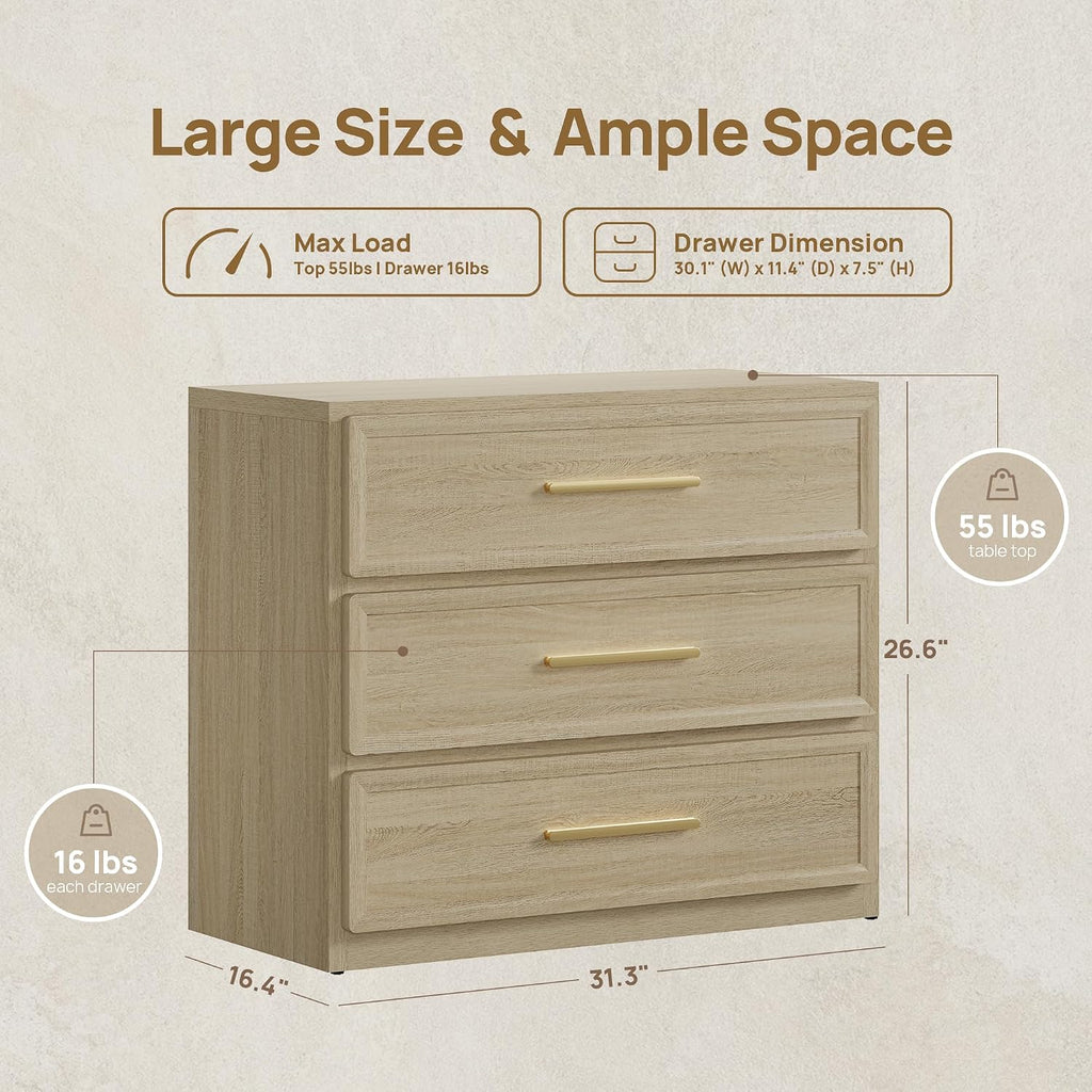 SICOTAS Oversized Night Stand Set 2 for Bedroom 3 Drawer Bedsideside Table | Extra Large Nightstands with Storage Bed Side Table Set of 2 Side Table 31.3" Modern End Tables Living Room Sofa Couch Office