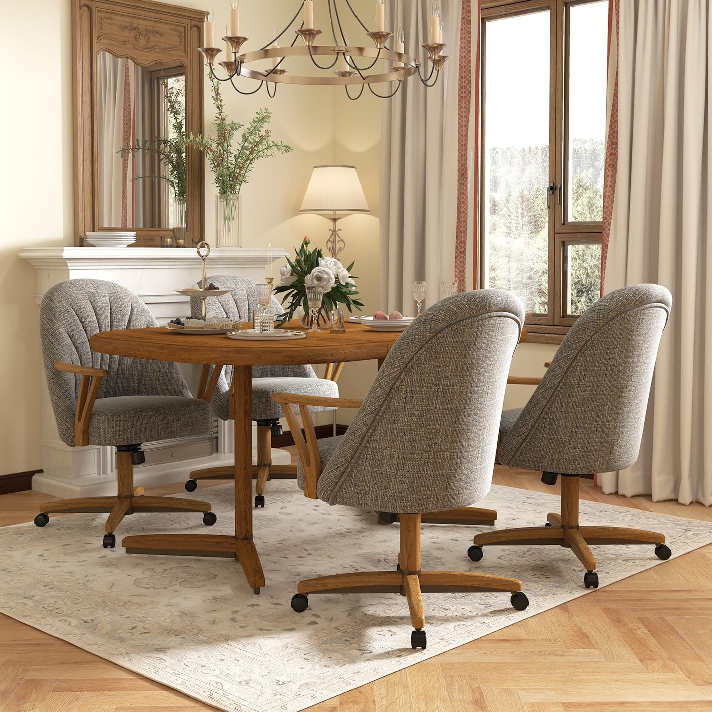 Chromcraft 5-Piece Table Set for 4 Expandable Table with 4 Chairs Table and Chairs Set Kitchen Room Furniture