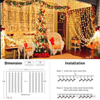 JMEXSUSS 600 LED Christmas Curtain Lights Outdoor, 9.5x19.6ft Christmas String Light Plug in with Remote, 8 Modes Wall Hanging Lights for Bedroom Party Backdrop Wedding Xmas Decor, Warm White