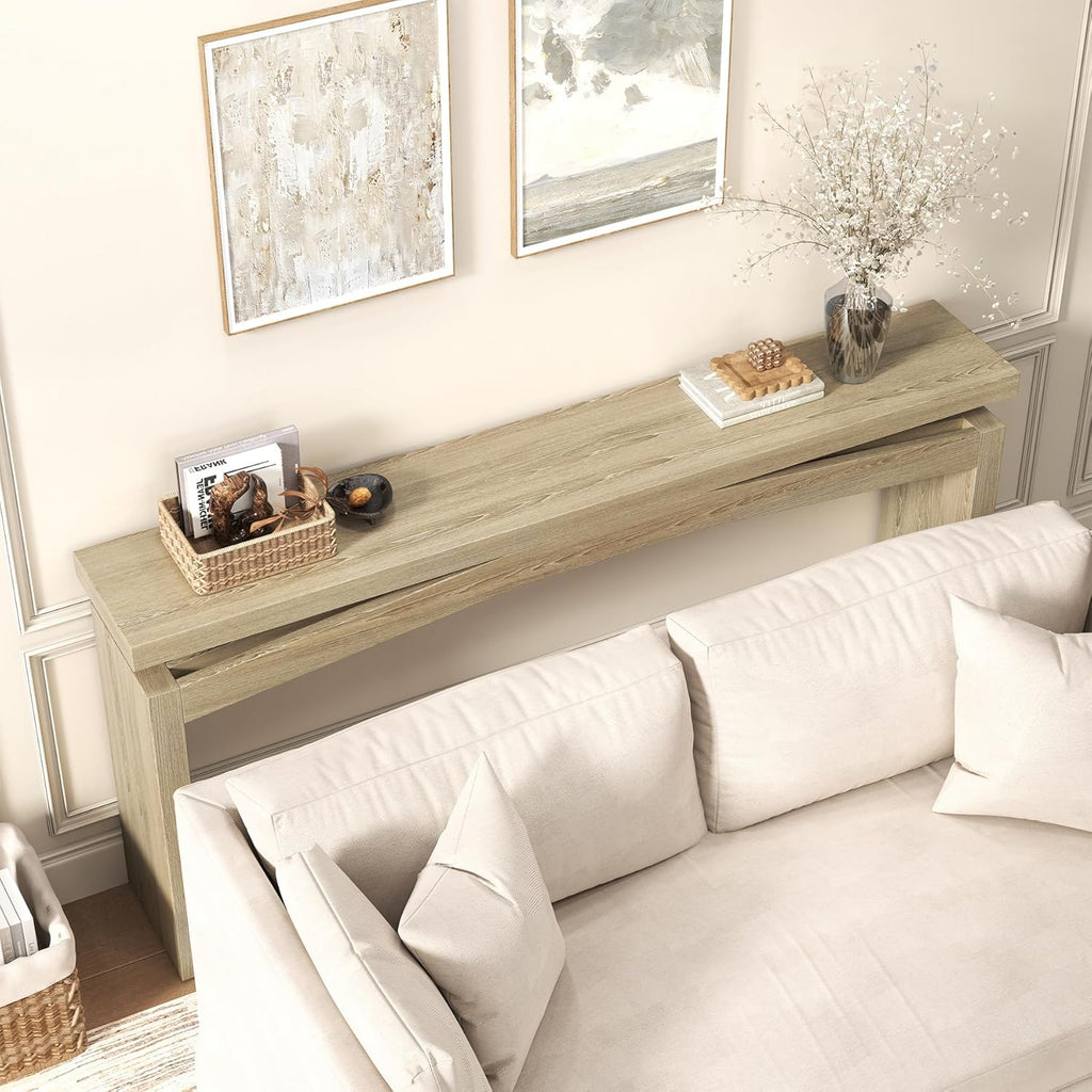 Epecoya 63 Inch Console Table for Entry Way Modern, Light Tan Wood | Farmhouse Entrance Tables Narrow Long, Wooden Couch Table Behind Sofa for Entryway, Living Room