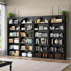 Gyfimoie 70.8’’ Tall Bookshelf and Bookcase, 7-Tier Double Wide Bookcase Modern Large Open Display Shelves with Curved Baffle for Home Office Living Room (Black)