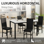 Hooseng 5 Piece Dining Table Set for 4, Faux Marble Kitchen Table with Upholstered Chairs, Modern Dinner Table Set for Dining Room, Small Spaces, White＆Black