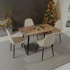 Small Dining Table Set for 4, Modern Kitchen Table Set for 4, 5 Piece Wooden Dining Table Set, 47'' Kitchen Table Set with 4 Fabric Dining Chairs Ideal for Small Spaces
