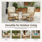 Christopher Knight Home Nadine Patio Rocking Chair, Wicker Rocker, Wood Leg Rocking Chair, PE Rattan Wicker Chair, Rocking Chair with Cushions, Comfort Wicker Rocker for Backyard Balcony Porch, Beige
